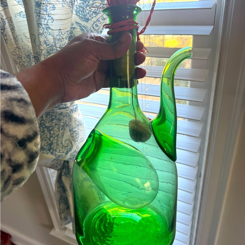 Elegant Green Glass Decanter